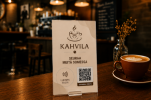 NFC-kortti akryylijalassa